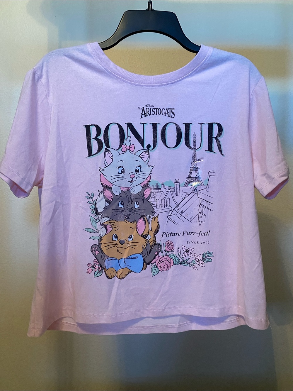 Disney Pink Aristocats 'Bonjour' Cat Stack Graphic Tee for Girls